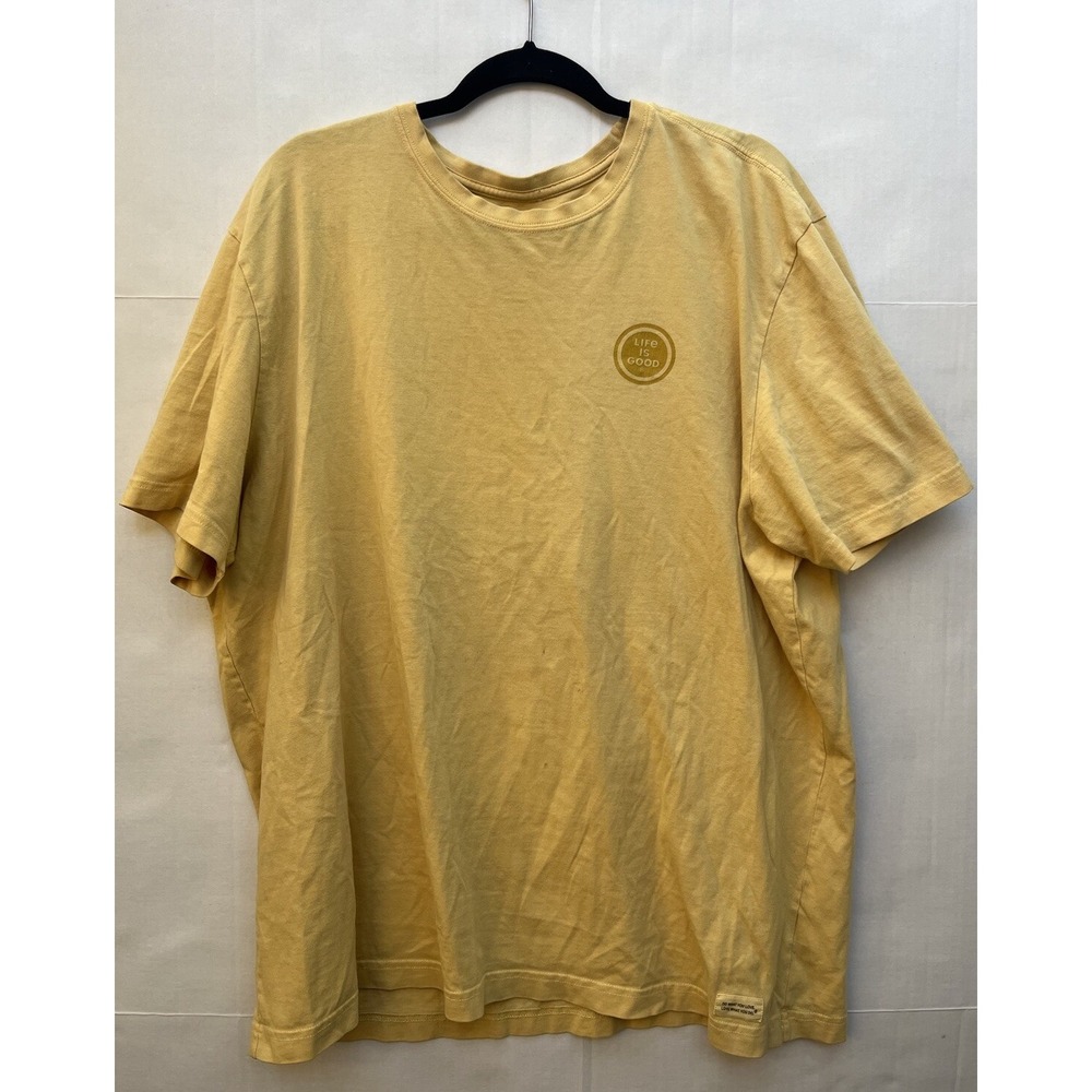 Life Is Good Men's‎ Crusher Tee Let's Go Fishing T Shirt Yellow Size XL